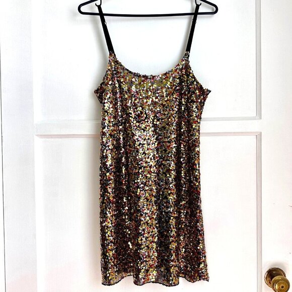 Free People Intimately Size M Multicolor Sequin Slip Dress Colorful Party - Picture 1 of 12